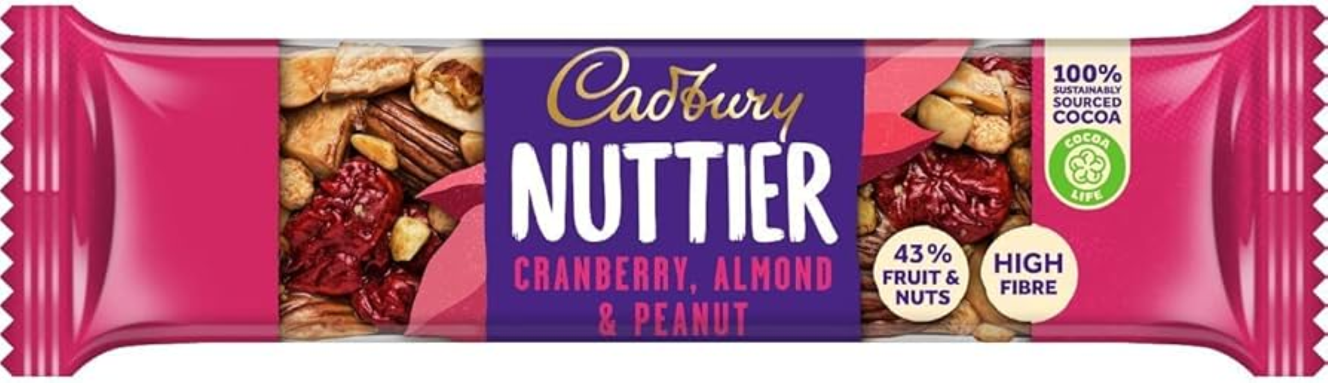 CADBURY NUTTIER CRANBERRY,ALMOND & PEANUT 40G